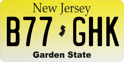 NJ license plate B77GHK