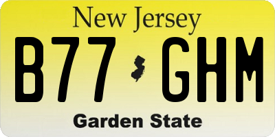NJ license plate B77GHM