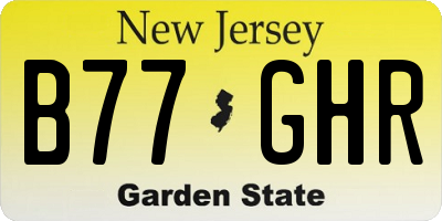 NJ license plate B77GHR