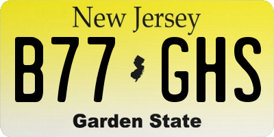 NJ license plate B77GHS