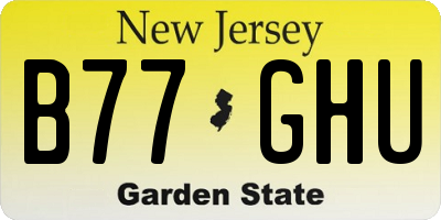 NJ license plate B77GHU