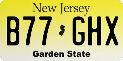 NJ license plate B77GHX