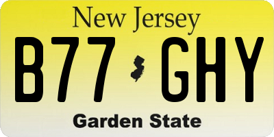 NJ license plate B77GHY