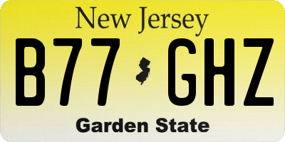 NJ license plate B77GHZ