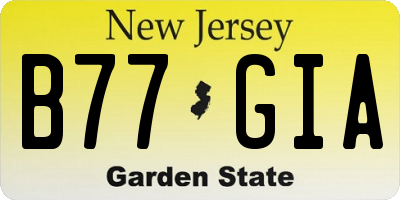 NJ license plate B77GIA