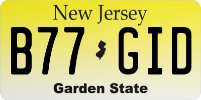 NJ license plate B77GID