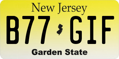 NJ license plate B77GIF