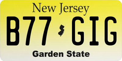 NJ license plate B77GIG