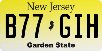NJ license plate B77GIH
