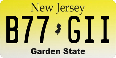 NJ license plate B77GII
