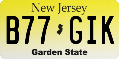 NJ license plate B77GIK