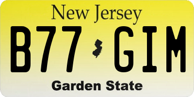 NJ license plate B77GIM