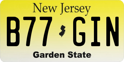 NJ license plate B77GIN
