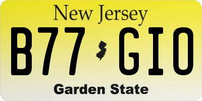 NJ license plate B77GIO