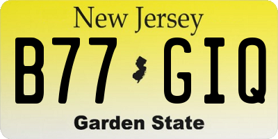 NJ license plate B77GIQ