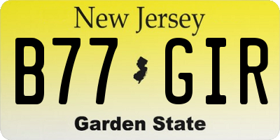 NJ license plate B77GIR