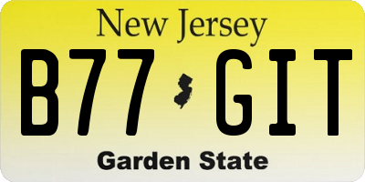 NJ license plate B77GIT