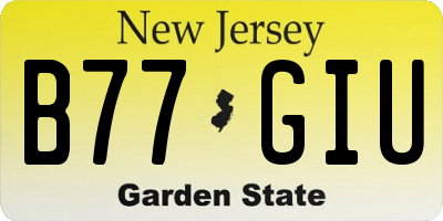 NJ license plate B77GIU