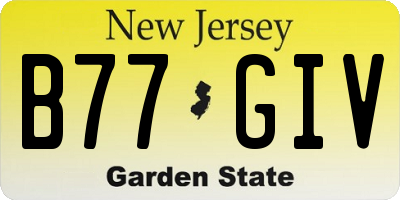 NJ license plate B77GIV