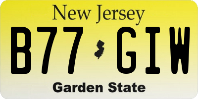 NJ license plate B77GIW