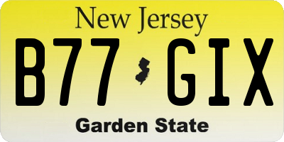 NJ license plate B77GIX