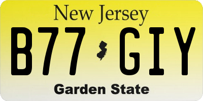NJ license plate B77GIY