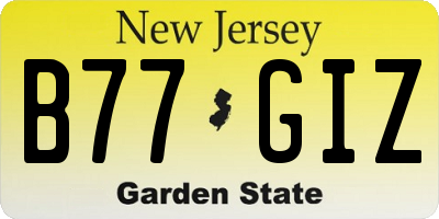 NJ license plate B77GIZ