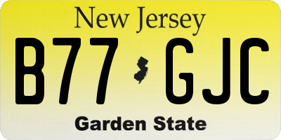 NJ license plate B77GJC