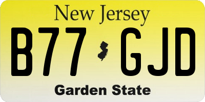 NJ license plate B77GJD