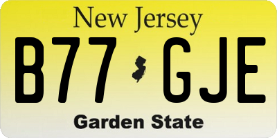 NJ license plate B77GJE