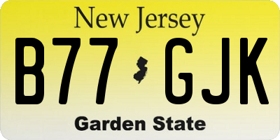 NJ license plate B77GJK