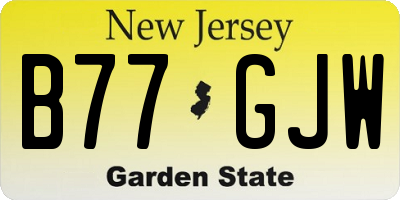 NJ license plate B77GJW