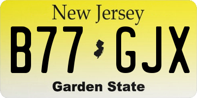 NJ license plate B77GJX