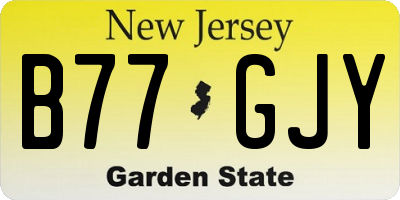 NJ license plate B77GJY