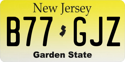 NJ license plate B77GJZ