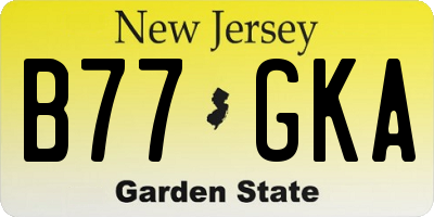 NJ license plate B77GKA