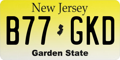 NJ license plate B77GKD