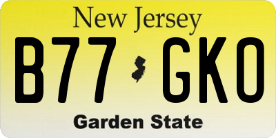 NJ license plate B77GKO