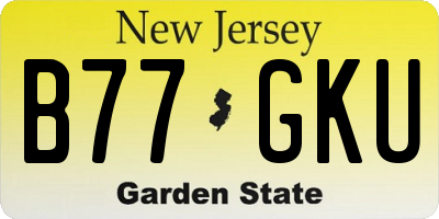 NJ license plate B77GKU