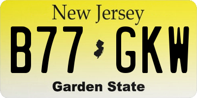 NJ license plate B77GKW