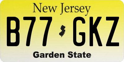 NJ license plate B77GKZ