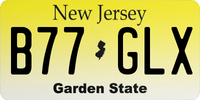 NJ license plate B77GLX