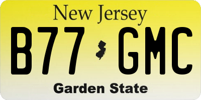 NJ license plate B77GMC