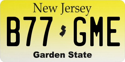 NJ license plate B77GME