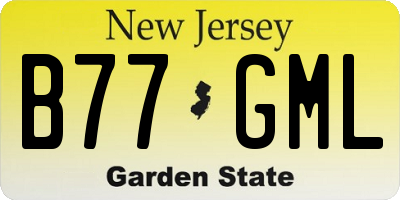 NJ license plate B77GML