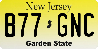 NJ license plate B77GNC