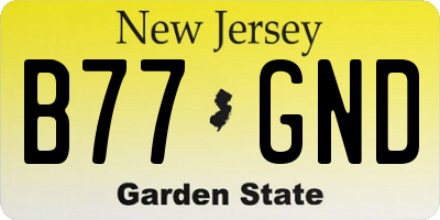 NJ license plate B77GND