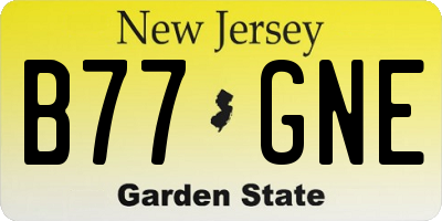 NJ license plate B77GNE