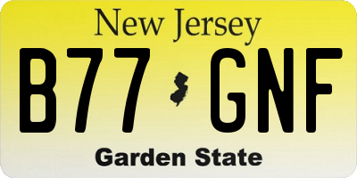 NJ license plate B77GNF