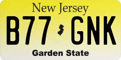 NJ license plate B77GNK